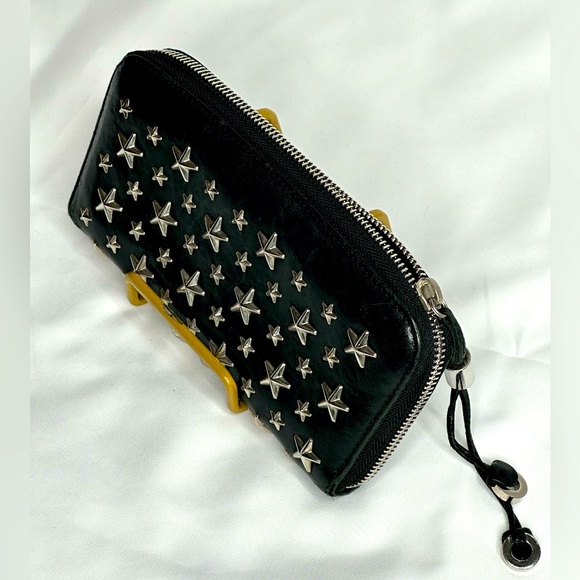 JIMMY CHOO FILIPA Star-embossed Leather Wallet Black Leather Signat… - Picture 3 of 17
